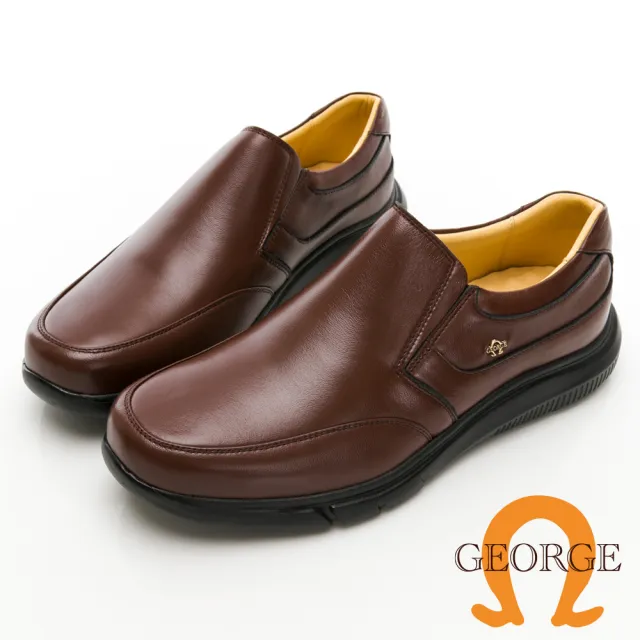 【GEORGE 喬治皮鞋】舒適系列 柔軟羊皮寬楦氣墊懶人鞋 -咖 135021BR-20