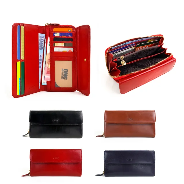 【OMC•植鞣革】 15卡2照半蓋牛皮長夾95102