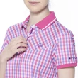 【Lynx Golf】女款吸濕排汗蛀蟲紗羅紋領滿版格紋短袖POLO衫/高爾夫球衫(桃紫色)