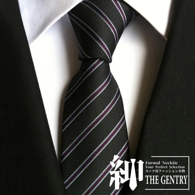【THE GENTRY 紳】經典紳士商務休閒男性領帶-盒裝-送禮、禮物(黑紅斜紋款)