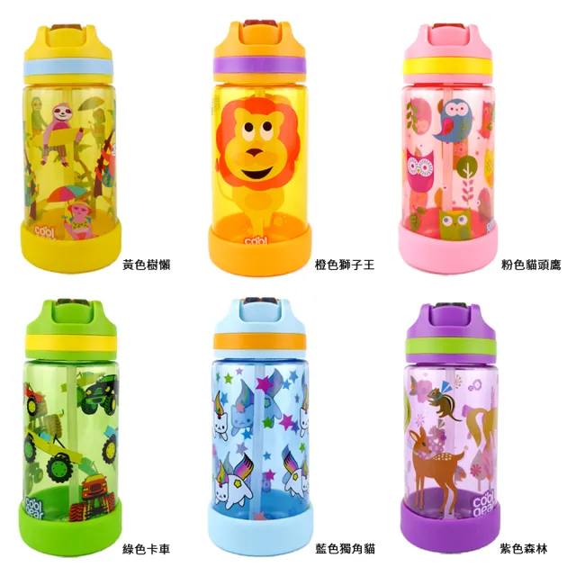 【Cool Gear 酷樂】兒童翻蓋吸管式運動水壺500ml（本款有2種版本彩盒）(美國Tritan材質)