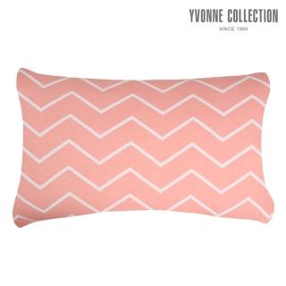 【YVONNE 以旺傢飾】100%美國棉印花枕套-山形條紋 血橙橘(1入 純棉)