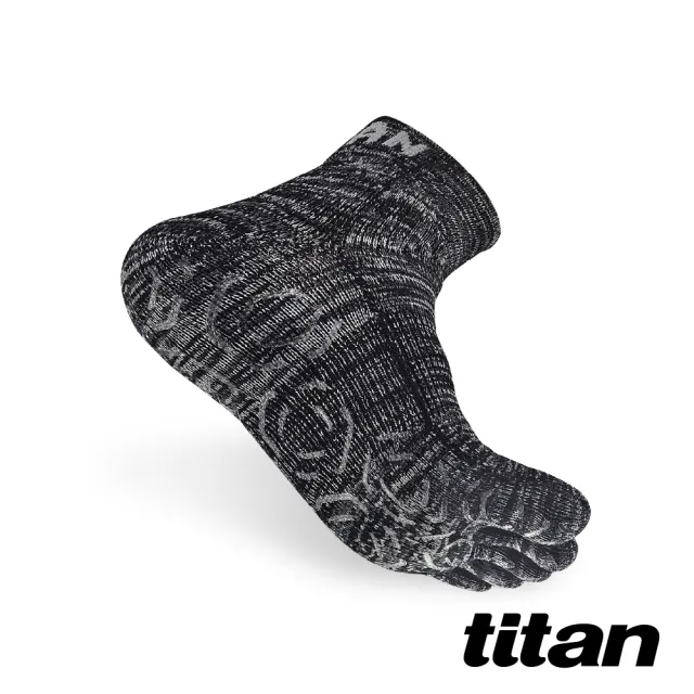 【titan 太肯】五趾功能訓練襪_麻花黑(止滑緩衝-適慢跑、越野跑、拳擊有氧)