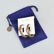 【TORY BURCH】TORY BURCH MARION經典雙T LOGO編織設計金屬針式耳環(金x棕)