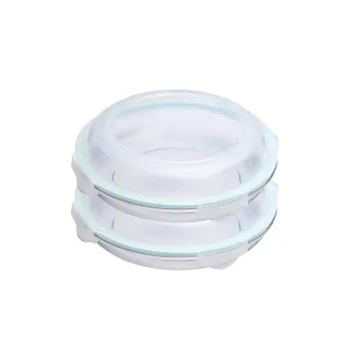 【Glasslock】強化玻璃微波保鮮盤-圓形800ml(買一送一)