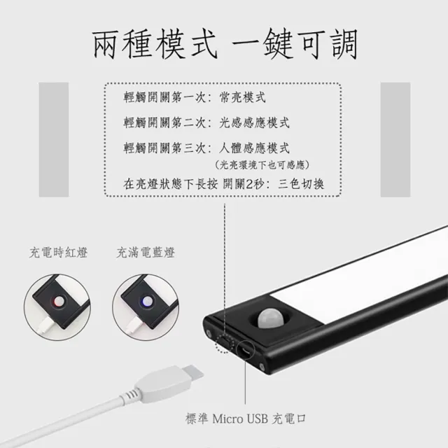 【JOYA LED】LED 生活感應燈條 20公分 三種色溫 可磁吸(櫥櫃燈 人體感應燈 玄關燈 衣櫥燈)