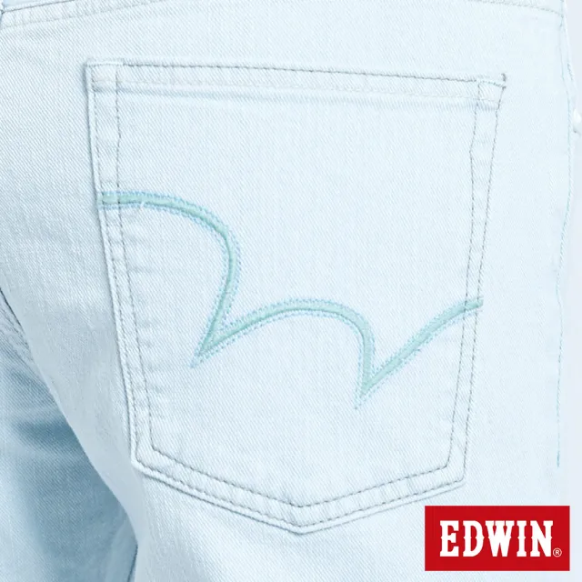 【EDWIN】男裝 大尺碼-503EDGE窄直筒牛仔褲 綠色袋花(重漂藍)