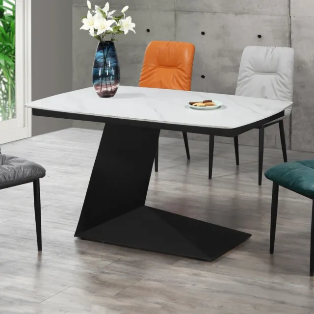【MUNA 家居】卡內基岩板L型餐桌/不含椅(餐桌 桌子)