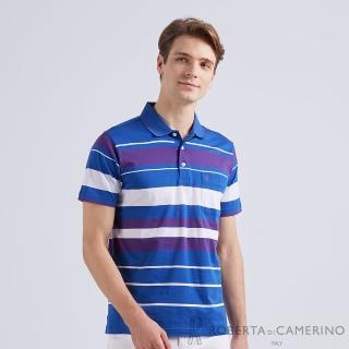 【ROBERTA 諾貝達】純棉POLO 經典款式 時尚魅力短袖棉衫(藍)