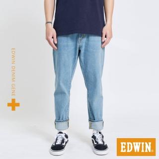 【EDWIN】男裝 PLUS+ 不對稱赤耳窄管褲(漂淺藍)