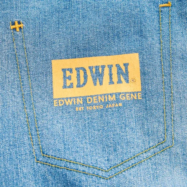 【EDWIN】男裝 PLUS+ 不對稱赤耳窄管褲(漂淺藍)