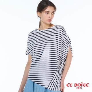 【BLUE WAY】女款 不對稱條紋拼接短袖 上衣-ET BOITE箱子