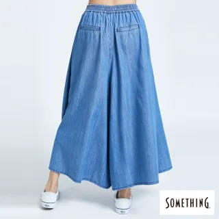 【SOMETHING】女裝 NEO FIT牛仔闊腿褲裙(拔洗藍)
