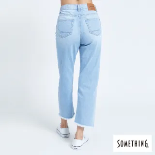 【SOMETHING】女裝 NEO FIT基本九分窄直牛仔褲(石洗藍)