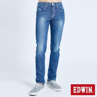 【EDWIN】男裝 大尺碼-503EDGE窄直筒牛仔褲 綠色袋花(拔淺藍)