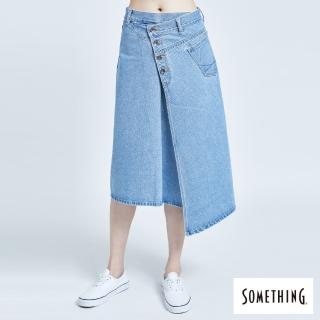 【SOMETHING】女裝 NEO FIT一片式牛仔長裙(中古藍)