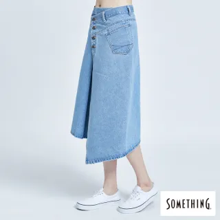 【SOMETHING】女裝 NEO FIT一片式牛仔長裙(中古藍)