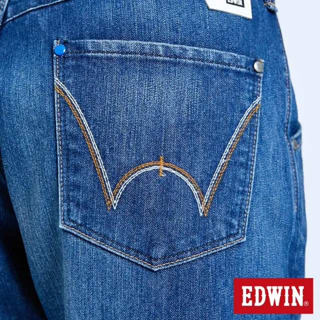 【EDWIN】男裝 E-FUNCTION復刻窄直筒牛仔褲(中古藍)