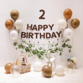 韓系ins風寶貝生日派對氣球組1組(派對 氣球 生日 佈置 森林系 周歲)