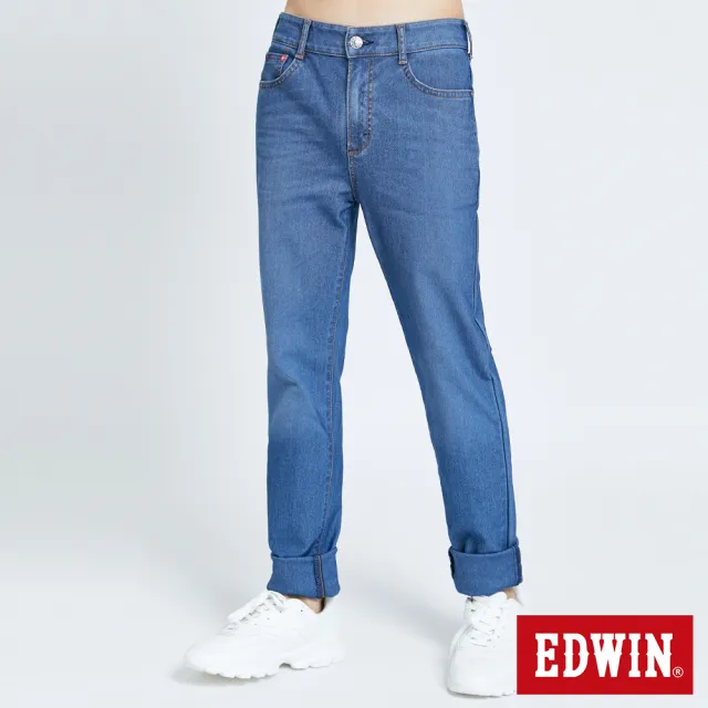 【EDWIN】男裝 大尺碼-JERSEYS迦績EJ7透氣錐形AB牛仔褲(石洗藍)