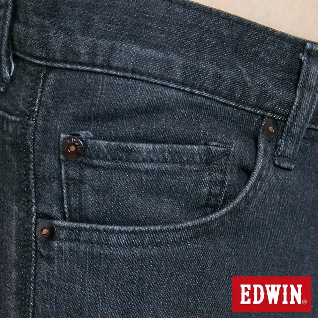 【EDWIN】男裝 503 EDGE LINE黑線窄管牛仔褲(黑色)