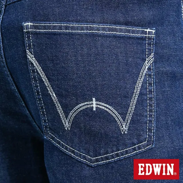 【EDWIN】男裝 E-FUNCTION 剪接束口牛仔褲(酵洗藍)
