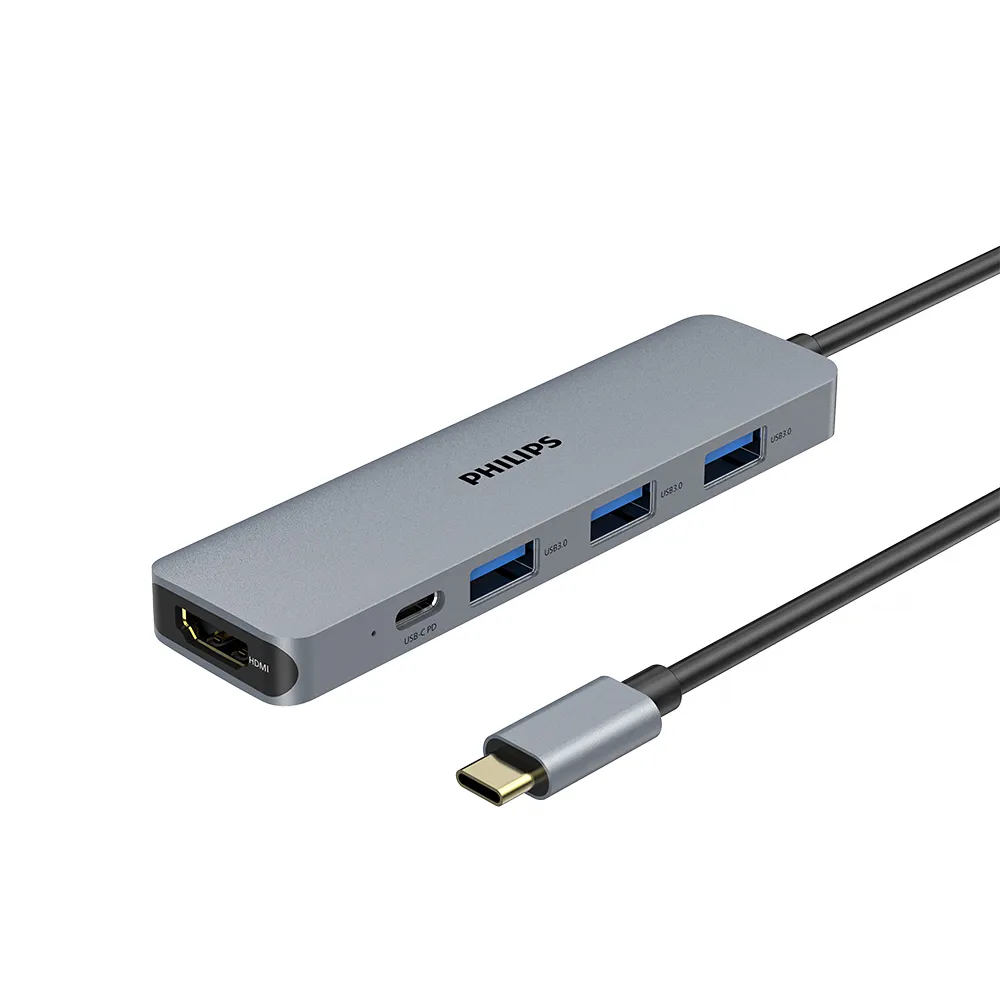 【Philips 飛利浦】DLK5529C 5合一 typeC/USB/HDMI☆HUB集線器(4K高畫質/可PD充電)