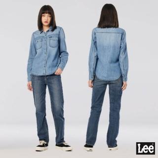 【Lee 官方旗艦】女裝 牛仔褲 / 421 高腰合身直筒 深藍洗水(LL220064299)
