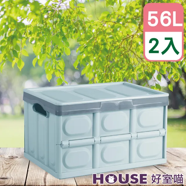 【HOUSE 好室喵】森林折疊收納箱-兩入(附蓋、附防水袋、收納箱、折疊、折疊收納箱)