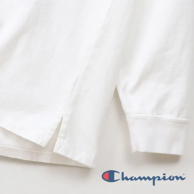 【Champion】官方直營-Campus Logo長袖連帽Tee-男(白色)