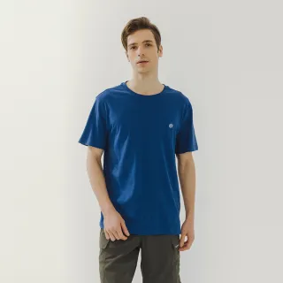 【Hang Ten】男裝-BCI純棉經典腳丫圓領短袖T恤(藍)