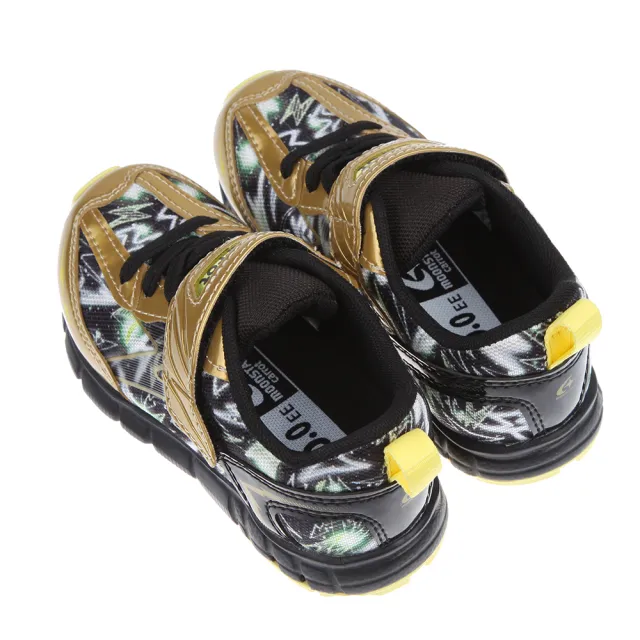 【布布童鞋】Moonstar日本Carrot防潑閃電黑金色兒童機能運動鞋(I2F103P)