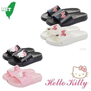 【SANRIO 三麗鷗】Hello Kitty 14~25cm輕量休閒親子拖鞋(白&粉&黑色)