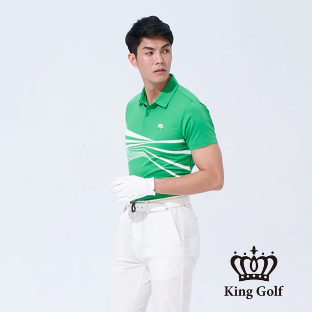 KING GOLF 男款KG燙標滿版千鳥紋印圖薄款長袖口袋P