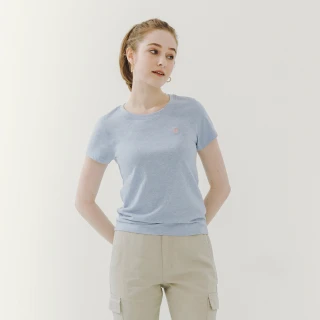 【Hang Ten】女裝-BCI純棉經典腳丫圓領短袖T恤(花紗藍)
