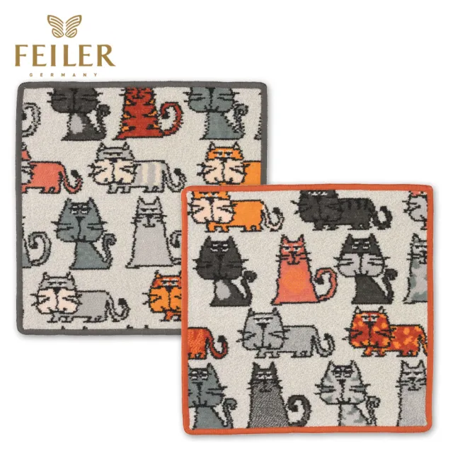 【Feiler 官方直營】高冷貓咪方巾 2色(30x30cm)