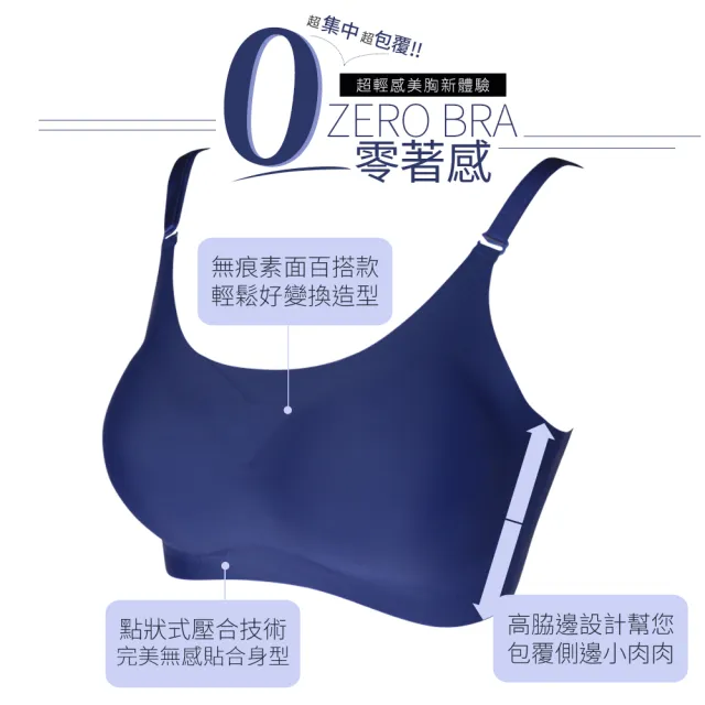 【Daima 黛瑪】無鋼圈美胸衣L-XXL/零觸感X型排扣無痕內衣/運動/睡眠/休閒//A.B.C.D罩(深藍)