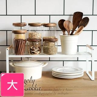 【Homely Zakka】日式簡約木質藝鐵多功能分層置物架/湯鍋隔層收納架/整理架(大)