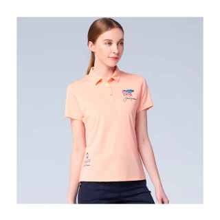 【Jack Nicklaus 金熊】GOLF女款彈性素面抗UV吸濕排汗高爾夫球衫/POLO衫(橘色)