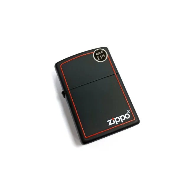 【Zippo】紅框黑烤漆Zippo Logo 大 打火機(218ZB)