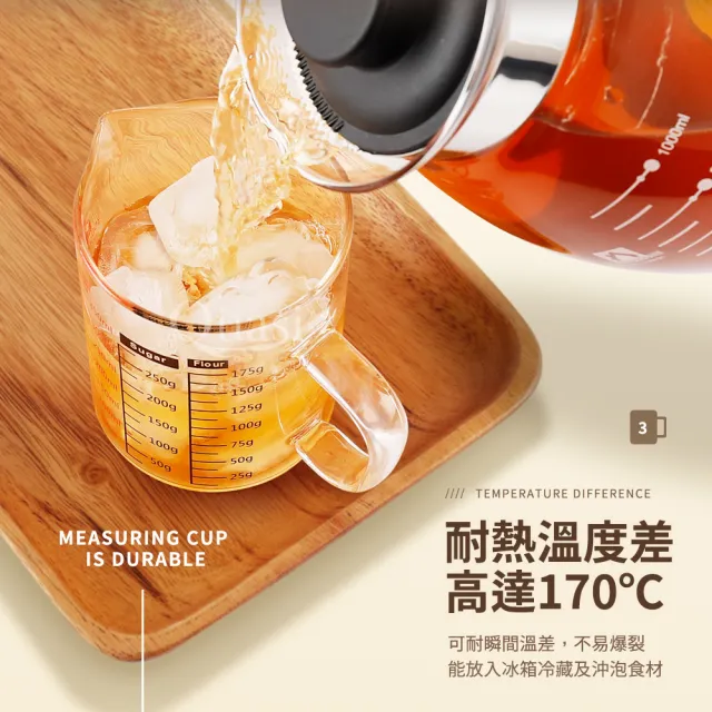 台灣製多功能耐熱玻璃量杯500ml(雙色刻度)