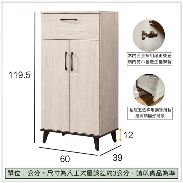 【唯熙傢俱】唯樂炭燒白橡色2尺鞋櫃(玄關櫃 鞋櫃 鞋子收納櫃 收納櫃 置物櫃)