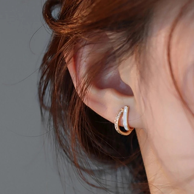 【Oni 歐妮】一貝子 耳扣耳針穿式耳環耳釘耳骨環 耳飾925銀針(1對入)