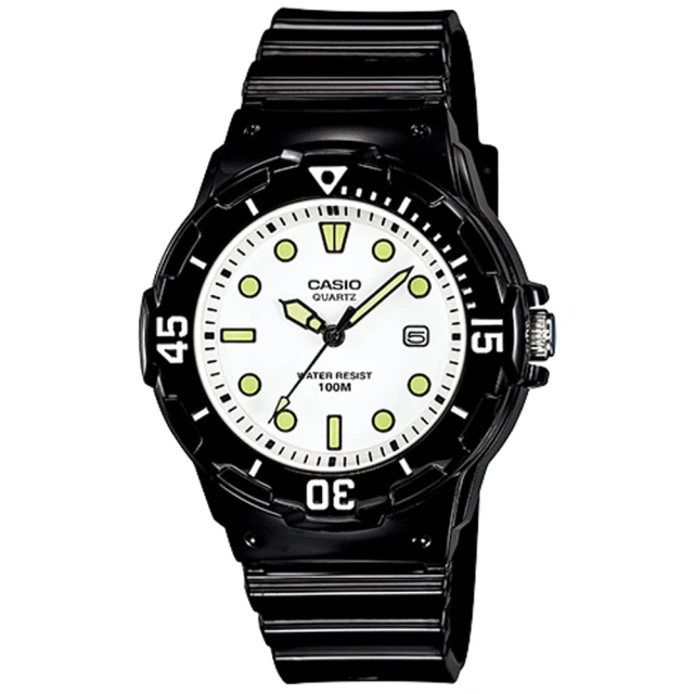 【CASIO 卡西歐】亮眼魅力潛水風運動腕錶/黑x白面(LRW-200H-7E1)