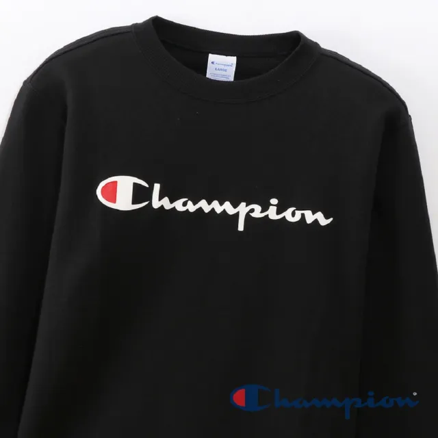 【Champion】官方直營-Basic草寫Logo長袖大學Tee-男(黑色)