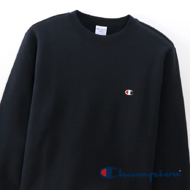 【Champion】官方直營-BASIC內刷毛長袖大學TEE-男(黑色)