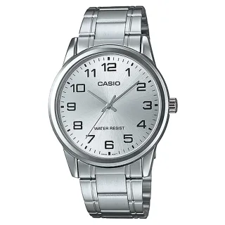 【CASIO 卡西歐】商務百搭大三針不鏽鋼腕錶/銀x銀面(MTP-V001D-7B)