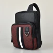 【BALLY】BALLY  Molko復古金屬LOGO PVC雙層拉鍊胸掛包(褐紅x黑)