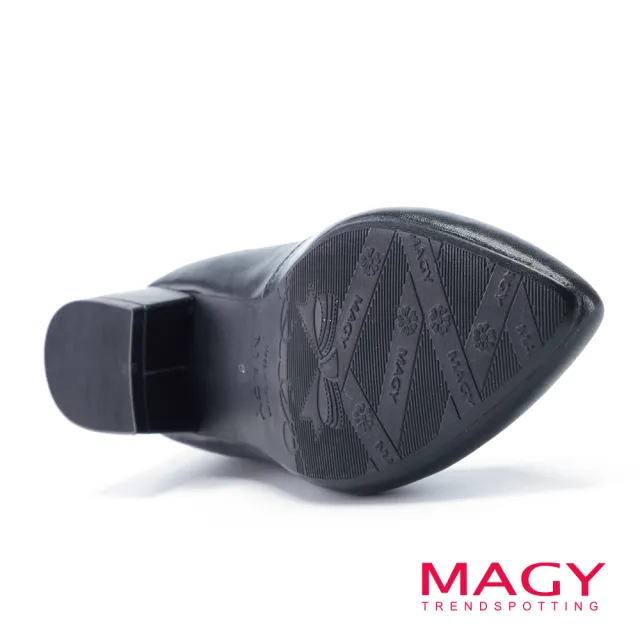 【MAGY】OL親膚真皮尖頭 女 低跟鞋(黑色)