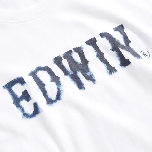 【EDWIN】男裝 人氣復刻款 斑駁LOGO短袖T恤(白色)